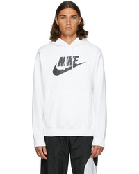 Nike White Black Fleece Sportswear Club Hoodie