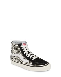 White and Black Print High Top Sneakers