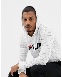 Fila Black Line Mario Striped Long Sleeve T Shirt With Hood In White