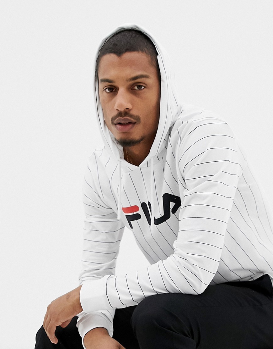 Fila Black Line Striped Sleeve Shirt With Hood In White, $23 | Asos |