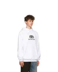 Balenciaga White New Bb Mode Hoodie, $528 | SSENSE | Lookastic