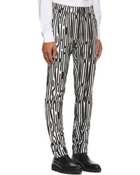 Moschino White Black Allover Warped Glitch Lounge Pants