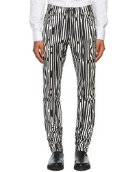 Moschino White Black Allover Warped Glitch Lounge Pants