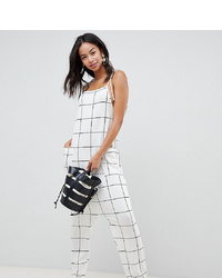 Asos Tall Asos Design Tall Jumpsuit Minimal With Ties In White Check