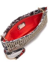 Christian Louboutin Loubiposh Studded Abstract Print Leather Clutch