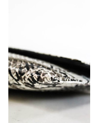 Carlos Falchi Nwt Brown White Black Leather Graphic Lizard Print Clutch Handbag