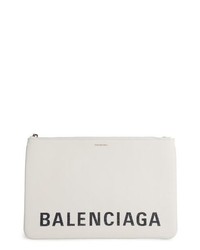Balenciaga Ville Logo Calfskin Leather Pouch