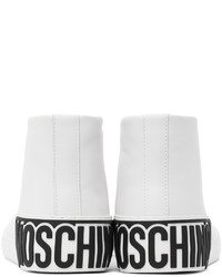 Moschino White Logo Heel High Sneakers