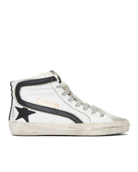 Golden Goose White Shearling Slide High Top Sneakers