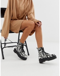 ASOS DESIGN Attitude Chunky Lace Up Boots In Zebra