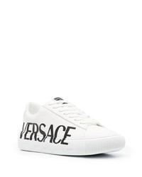 Versace Greca Logo Print Low Top Sneakers