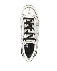 Balmain Handwriting Print Lace Up Sneakers