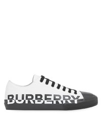 Burberry Logo Print Two Tone Cotton Gabardine Sneakers