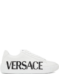 Versace White Logo Greca Low Top Sneakers