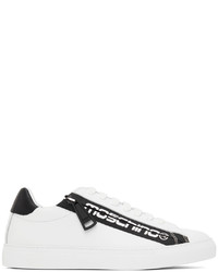 Moschino White Zip Logo Sneakers