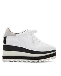 White and Black Print Leather Oxford Shoes