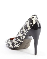 Rebecca Minkoff Black And White Leather Cameron Pattern Printed Pumps