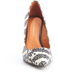Rebecca Minkoff Black And White Leather Cameron Pattern Printed Pumps