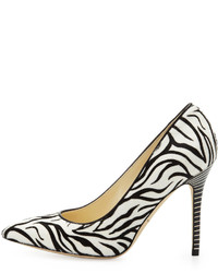 Brian Atwood Zebra Calf Hair Point Toe Pump