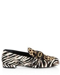 Prada Zebra Giraffe Print Calf Hair Loafers