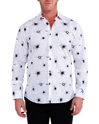 Maceoo Fibonacci Cracked White Cotton Button Up Shirt