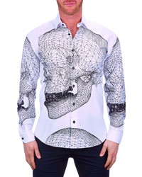 Maceoo Fibonacci Skull Regular Fit Button Up Shirt