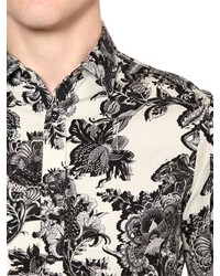 Just Cavalli Flower Printed Brushed Cotton Shirt