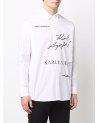 Karl Lagerfeld Logo Print Button Up Shirt