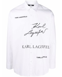 Karl Lagerfeld Logo Print Button Up Shirt