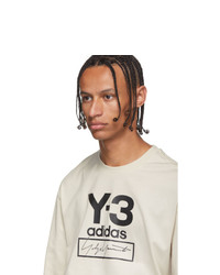 Y-3 Off White Stacked Logo Long Sleeve T Shirt