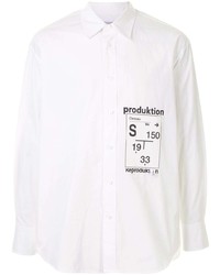 Solid Homme Patch Front Cotton Shirt