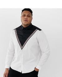 ASOS DESIGN Plus Stretch Slim Cut Sew Poplin Shirt With Tape Detail