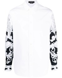 Versace Silver Baroque Printed Sleeve Shirt