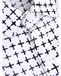 Topman White Cross Print Long Sleeve Smart Shirt