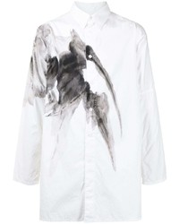 Yohji Yamamoto Watercolour Print Cotton Shirt