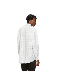 Balenciaga White And Black Allover Logo Shirt