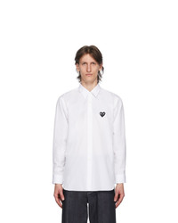 Comme Des Garcons Play White And Black Heart Patch Shirt