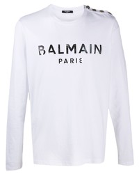 Balmain Button Embellished Logo Print T Shirt