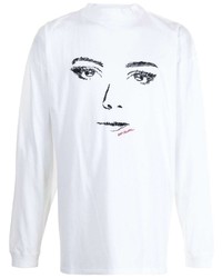 Off-White Face Print Long Sleeved T Shirt
