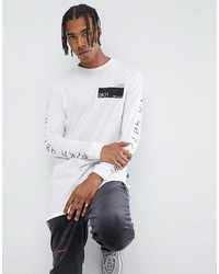 Brooklyns Own Long Sleeve T Shirt In White With Sleeve Print