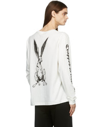 Vyner Articles Off White Rabbit Print Long Sleeve T Shirt
