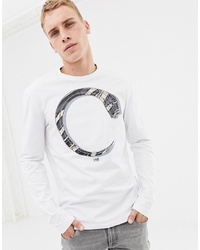 Cavalli Class T Shirt In White With Snake Print