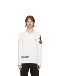 Alexander McQueen White Biker Print Long Sleeve T Shirt