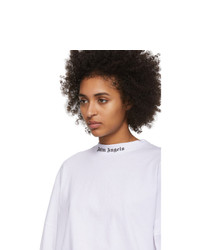 Palm Angels White Logo Long Sleeve T Shirt