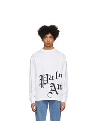 Palm Angels White New Gothic Long Sleeve T Shirt