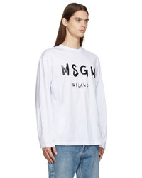 MSGM White Paint Brushed Long Sleeve T Shirt