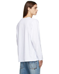 MSGM White Paint Brushed Long Sleeve T Shirt