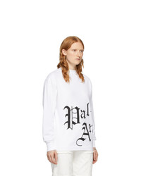 Palm Angels White Side New Gothic Long Sleeve T Shirt