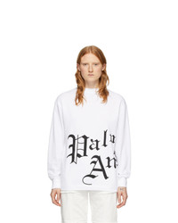Palm Angels White Side New Gothic Long Sleeve T Shirt