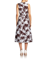 Yigal Azrouel Hawaiian Palm Print Jacquard Dress